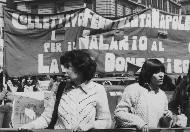 A May Day demonstration in Naples. From left: Mariarosa Dalla Costa, Leopoldina Fortunati.