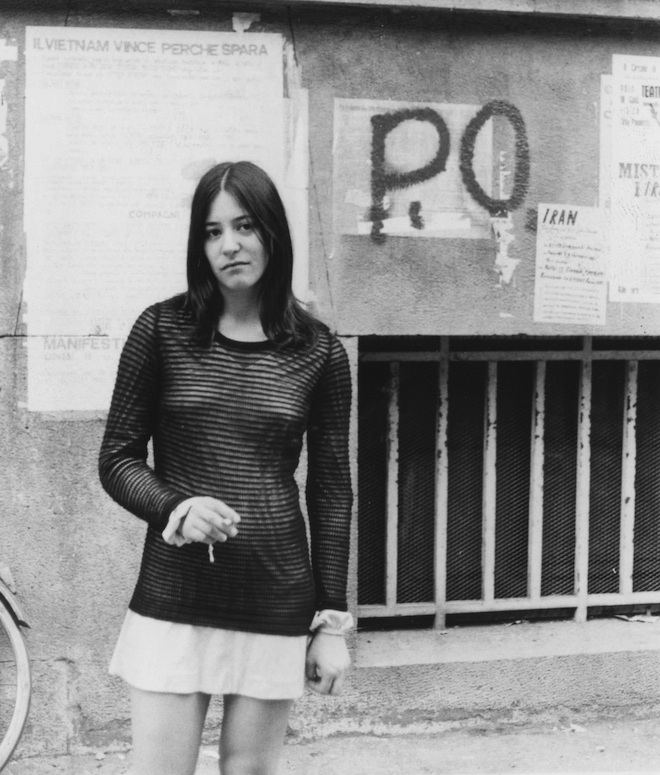 The author standing in front of Potere Operaio graffiti, June 1972.