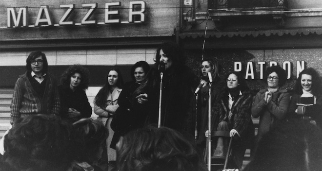 The author speaking at a demonstration in Piazza Ferretto, Mestre, March 1974.