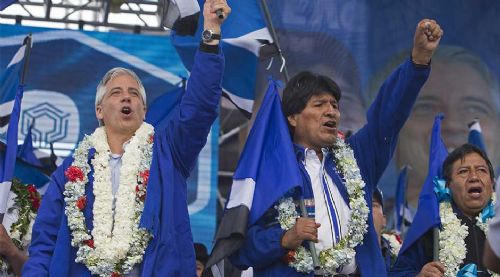Evo Morales and Garciìa Linera