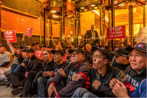 PSC civil disobedience outside CUNY Central administrators’ offices, November 4, 2015 (Photo credit: Erik McGregor) 